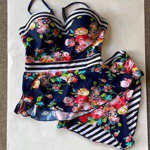 Floral tankini two piece swimsuit size large rad swim